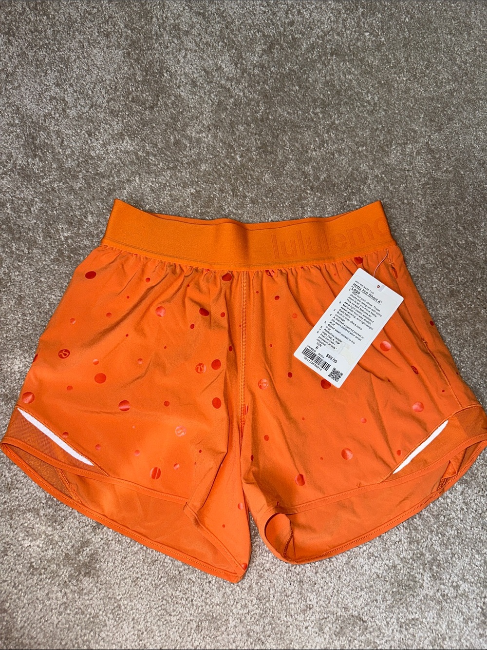 lululemon athletica Orange Dot-Print Athletic Shorts